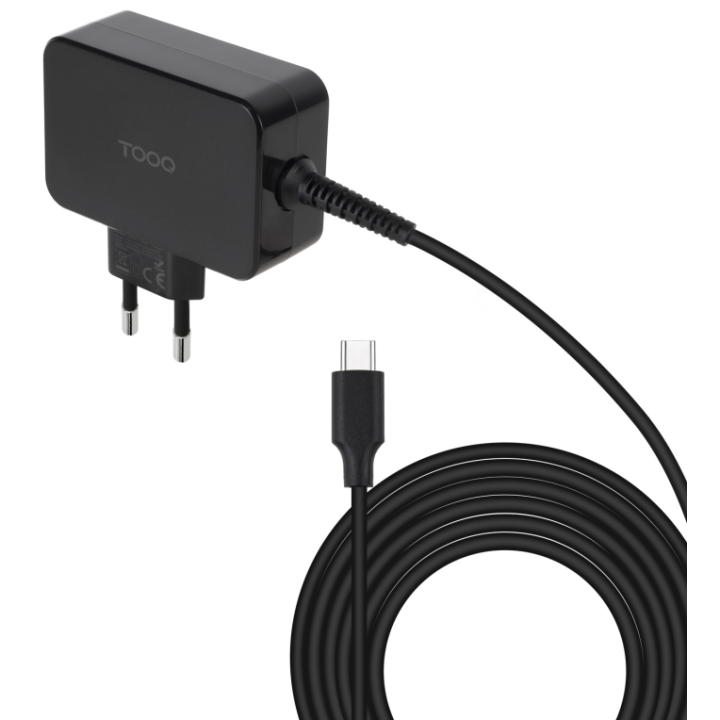 CARGADOR TOOQ PORTATIL GAN USB-C PD 45W NEGRO