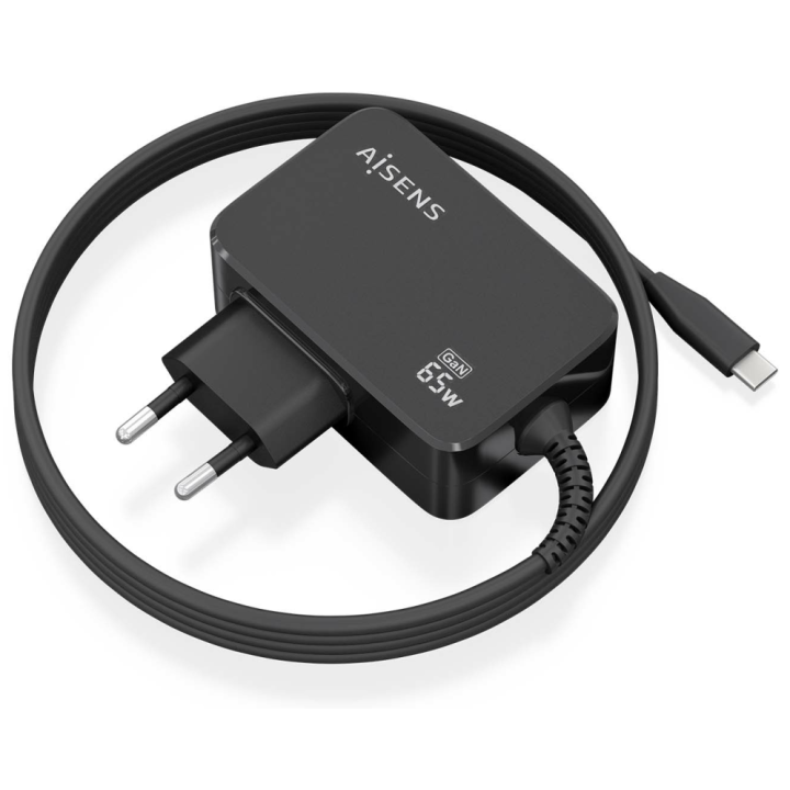 CARGADOR AISENS GAN 65W PD3.0 1XUSB-C 1.8M NEGRO