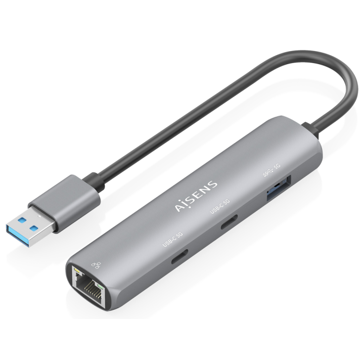 USB3.0 DOCK AISENS USB-A A ETHERNET GIGABIT HUB 2XUSB-C+1XUSB-A GRIS 15CM
